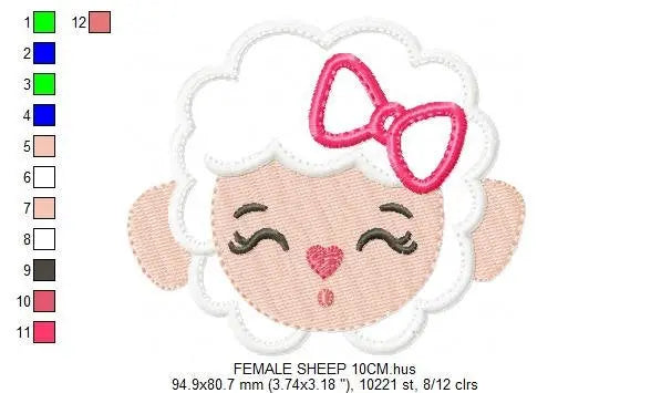 Sheep embroidery design - Lamb embroidery designs machine embroidery pattern - baby girl embroidery - boy embroidery sheep applique design Marcia Embroidery