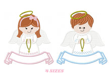 Cargar imagen en el visor de la galería, Angel embroidery designs - Girl embroidery design machine embroidery pattern - Boy embroidery file - angel applique design boy and girl
