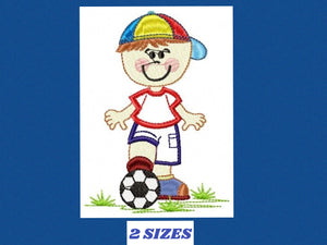 Boy with ball embroidery design - Baby boy embroidery design machine embroidery pattern - Soccer player embroidery file - instant download