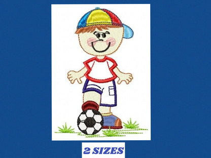 Boy with ball embroidery design - Baby boy embroidery design machine embroidery pattern - Soccer player embroidery file - instant download