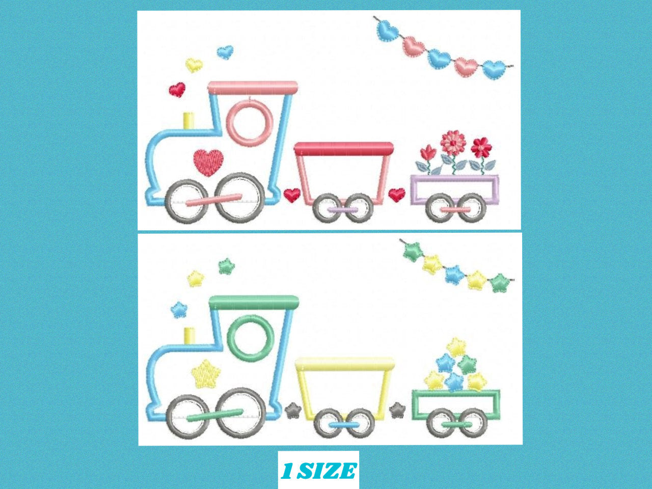 Train embroidery designs - Newborn nursery decoration machine embroidery pattern - Baby Boy and Girl Train applique - Instant download pes