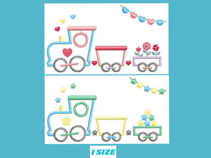Train embroidery designs - Newborn nursery decoration machine embroidery pattern - Baby Boy and Girl Train applique - Instant download pes