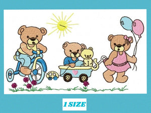 Bear embroidery designs - Teddy embroidery design machine embroidery pattern - Bear family embroidery - Bear design baby boy embroidery file