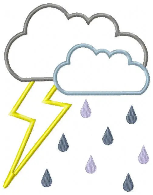 Cloud embroidery design - rain embroidery designs machine embroidery pattern - storm embroidery file - kid embroidery cloud applique design Marcia Embroidery