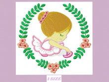 Carica l&#39;immagine nel visualizzatore di Gallery, Ballerina embroidery designs - Ballet embroidery design machine embroidery pattern - baby girl embroidery - ballerina applique laurel frame
