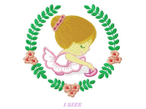 Ballerina embroidery designs - Ballet embroidery design machine embroidery pattern - baby girl embroidery - ballerina applique laurel frame