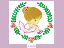 Load image into Gallery viewer, Ballerina embroidery designs - Ballet embroidery design machine embroidery pattern - baby girl embroidery - ballerina applique laurel frame
