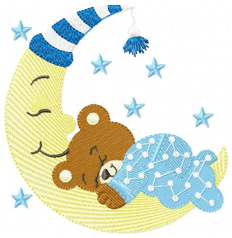 Bear embroidery designs - Teddy embroidery design machine embroidery pattern - Baby girl embroidery file - Baby boy embroidery bear moon