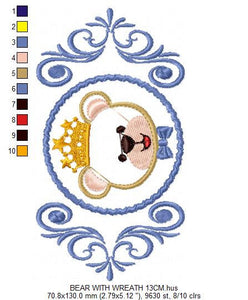 Bear embroidery designs Laurel embroidery design machine embroidery pattern bear wreath embroidery bear design baby embroidery boy design