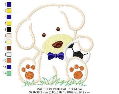 Dog embroidery designs - Dog with ball embroidery design machine embroidery pattern - Puppy embroidery file - Dog applique instant download Marcia Embroidery