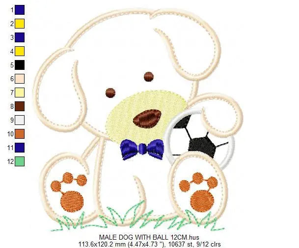 Dog embroidery designs - Dog with ball embroidery design machine embroidery pattern - Puppy embroidery file - Dog applique instant download Marcia Embroidery