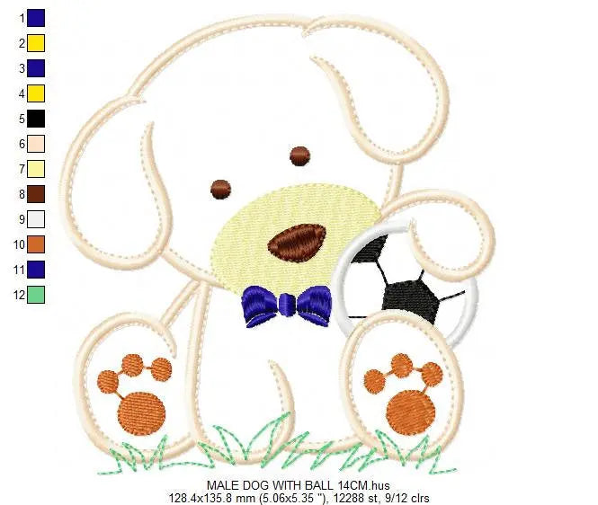 Dog embroidery designs - Dog with ball embroidery design machine embroidery pattern - Puppy embroidery file - Dog applique instant download Marcia Embroidery