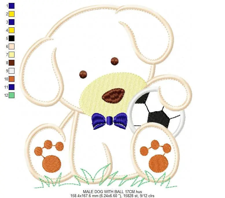 Dog embroidery designs - Dog with ball embroidery design machine embroidery pattern - Puppy embroidery file - Dog applique instant download Marcia Embroidery