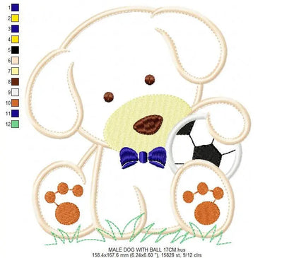 Dog embroidery designs - Dog with ball embroidery design machine embroidery pattern - Puppy embroidery file - Dog applique instant download Marcia Embroidery