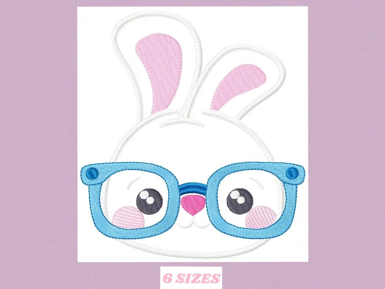Bunny with glasses embroidery design - Rabbit face machine embroidery pattern - Boy Rabbit with glasses applique - Instant download pes Marcia Embroidery