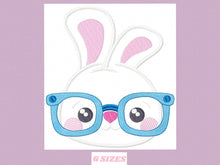 Laden Sie das Bild in den Galerie-Viewer, Bunny embroidery design - Rabbit embroidery designs machine embroidery pattern - baby boy embroidery file - kid rabbit with glasses applique
