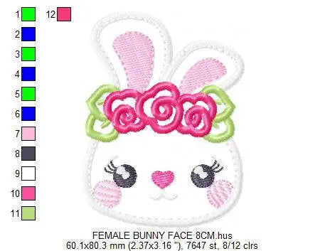 Bunny embroidery design - Rabbit embroidery designs machine embroidery pattern - baby girl embroidery file kid - female rabbit with flowers Marcia Embroidery