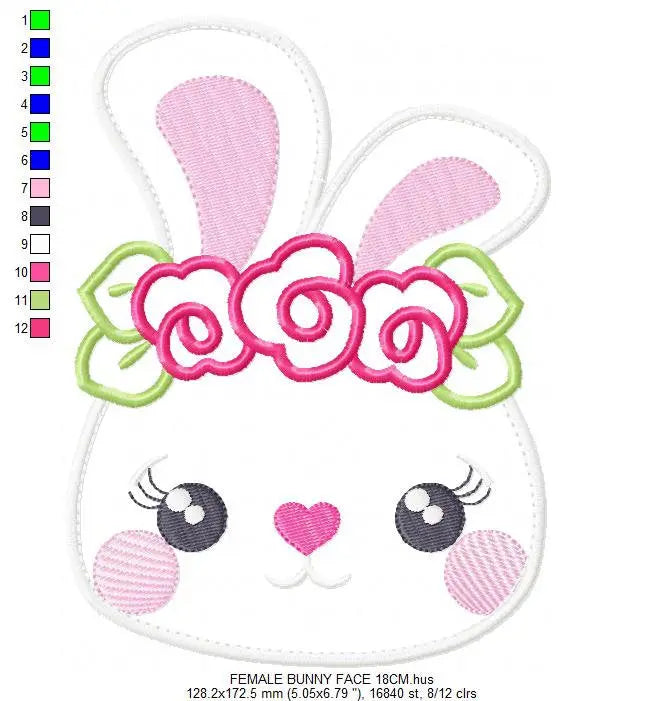 Bunny embroidery design - Rabbit embroidery designs machine embroidery pattern - baby girl embroidery file kid - female rabbit with flowers Marcia Embroidery