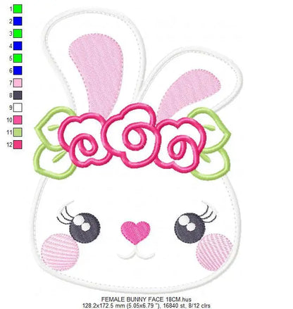 Bunny embroidery design - Rabbit embroidery designs machine embroidery pattern - baby girl embroidery file kid - female rabbit with flowers Marcia Embroidery