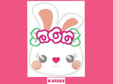 Cargar imagen en el visor de la galería, Bunny embroidery design - Rabbit embroidery designs machine embroidery pattern - baby girl embroidery file kid - female rabbit with flowers
