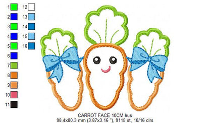 Carrots embroidery design - Vegetable embroidery designs machine embroidery pattern - Easter embroidery file - Carrot applique design