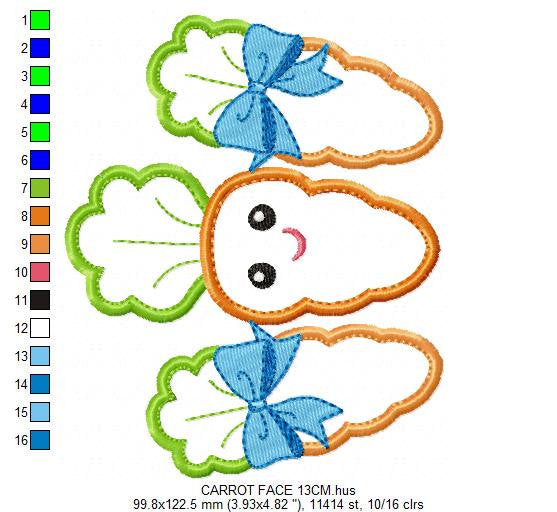 Carrots embroidery design - Vegetable embroidery designs machine embroidery pattern - Easter embroidery file - Carrot applique design