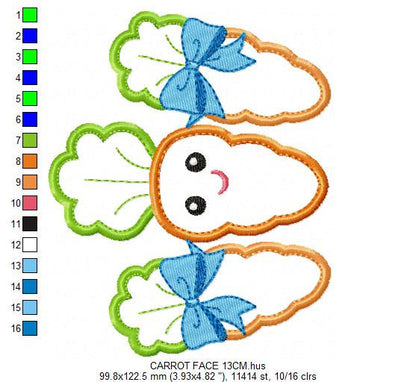Carrots embroidery design - Vegetable embroidery designs machine embroidery pattern - Easter embroidery file - Carrot applique design