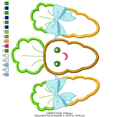 Carrots embroidery design - Vegetable embroidery designs machine embroidery pattern - Easter embroidery file - Carrot applique design