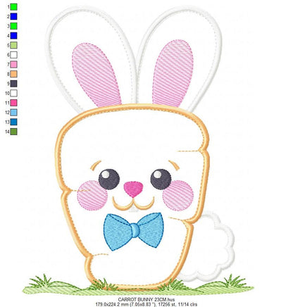 Easter Bunny embroidery design - Rabbit embroidery designs machine embroidery pattern - baby embroidery file - rabbit with carrot applique