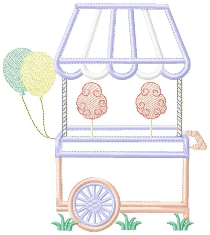 Cotton cart embroidery designs - Candy embroidery design machine embroidery pattern - party embroidery file - cotton candy cart applique PES Marcia Embroidery