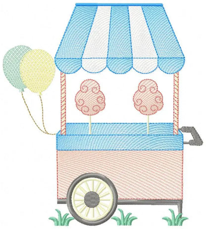 Cotton candy embroidery designs - Candy embroidery design machine embroidery pattern - Cotton candy cart embroidery file - kid embroidery Marcia Embroidery
