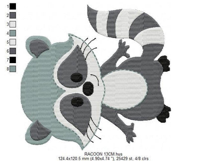 Raccoon embroidery designs - Animal embroidery design machine embroidery pattern - Woodland animal embroidery file - Baby boy embroidery pes