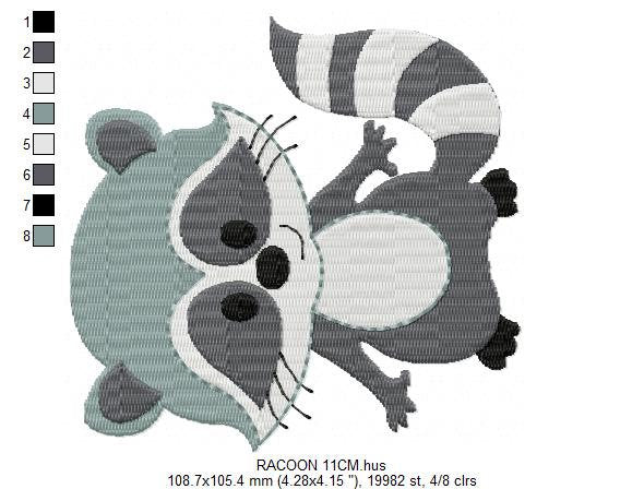 Raccoon embroidery designs - Animal embroidery design machine embroidery pattern - Woodland animal embroidery file - Baby boy embroidery pes