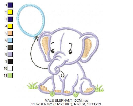 Elephant embroidery designs - Nursery embroidery design machine embroidery pattern - Animal embroidery file - Elephant applique design