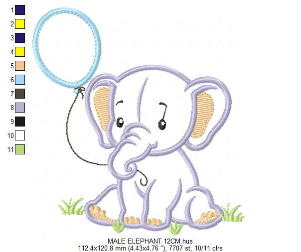 Elephant embroidery designs - Nursery embroidery design machine embroidery pattern - Animal embroidery file - Elephant applique design