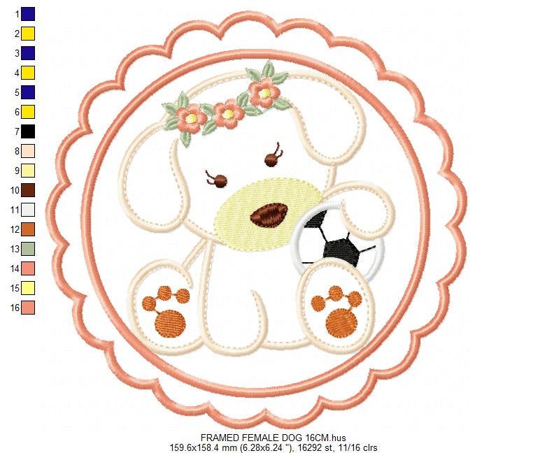 Dogs embroidery designs - Baby girl embroidery design machine embroidery pattern - puppy embroidery file - Dog applique design download