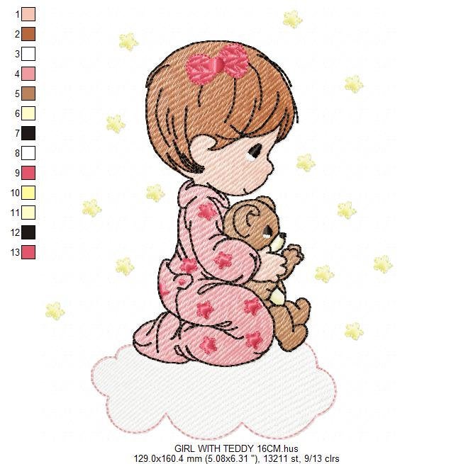 Boy embroidery designs - Baby Girl embroidery design machine embroidery pattern - Praying kid embroidery file - religious christian angels