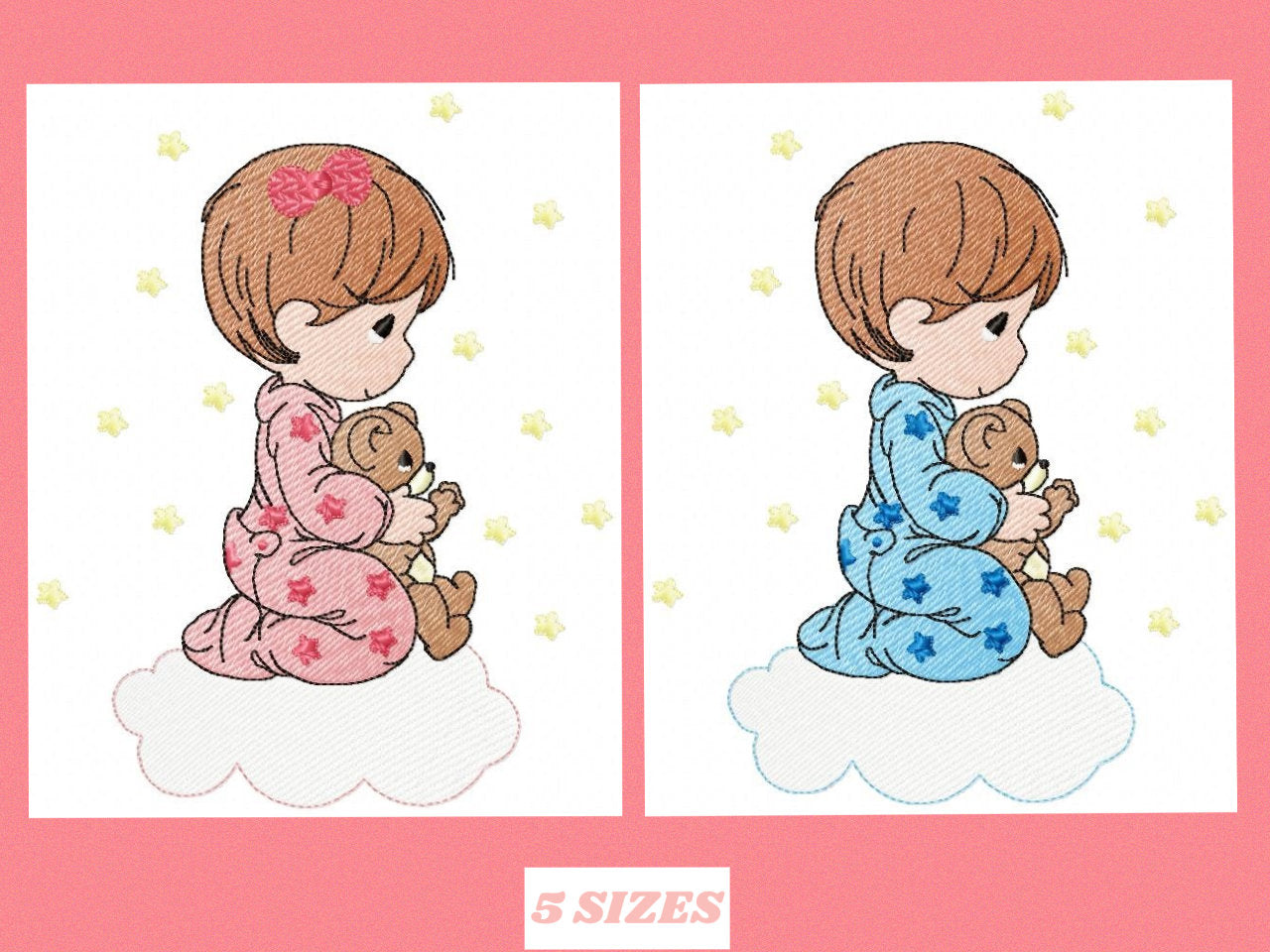 Boy embroidery designs - Baby Girl embroidery design machine embroidery pattern - Praying kid embroidery file - religious christian angels
