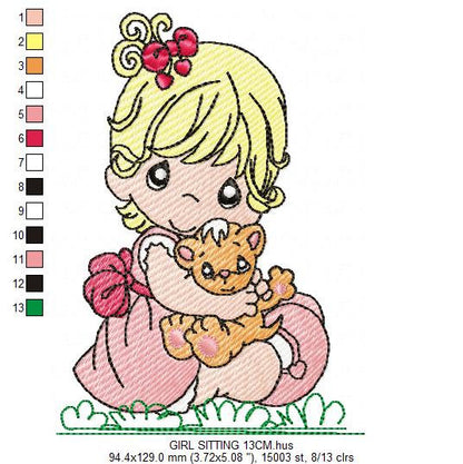 Baby girl embroidery design - Newborn embroidery designs machine embroidery pattern - kid embroidery file - children embroidery toddler