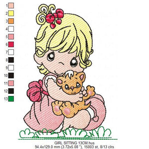 Baby girl embroidery design - Newborn embroidery designs machine embroidery pattern - kid embroidery file - children embroidery toddler