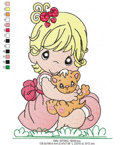 Baby girl embroidery design - Newborn embroidery designs machine embroidery pattern - kid embroidery file - children embroidery toddler