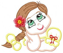 Load image into Gallery viewer, Baby girl embroidery designs - Teenager embroidery design machine embroidery pattern - girl with braid applique design - princess embroidery
