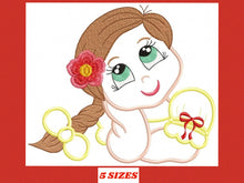 Load image into Gallery viewer, Baby girl embroidery designs - Teenager embroidery design machine embroidery pattern - girl with braid applique design - princess embroidery
