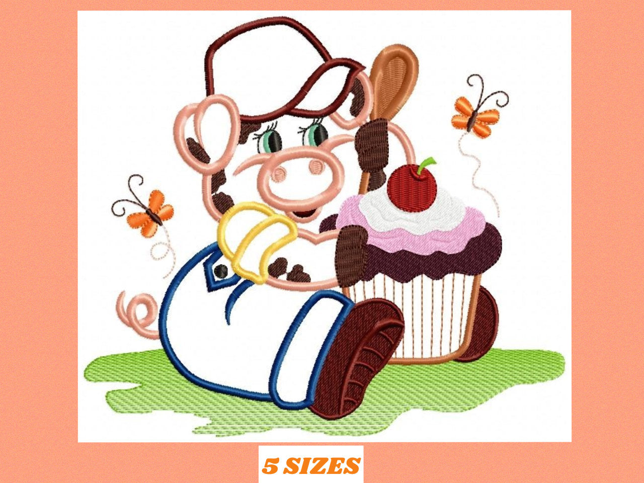 Pig embroidery design - Cooker embroidery designs machine embroidery pattern - Kitchen embroidery file - pig applique design download