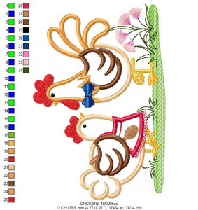 Chicken embroidery designs - Farm embroidery design machine embroidery pattern - instant download - Hen embroidery file kitchen towel apron