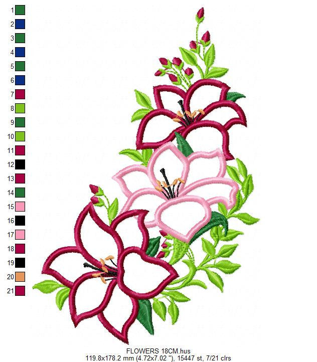 Flowers embroidery designs - Flower embroidery design machine embroidery pattern - rose embroidery file - flower applique design floral Marcia Embroidery