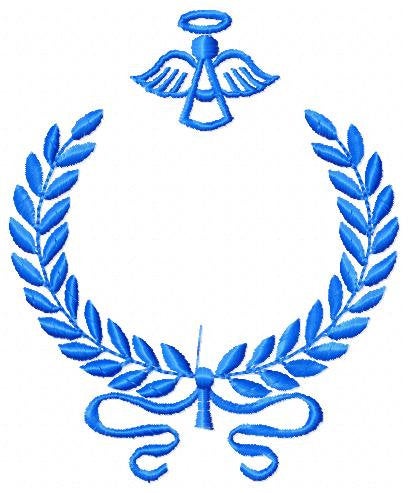 Laurel with Crown embroidery designs - Laurel Wreath with angel wings embroidery design machine embroidery pattern - instant download pes