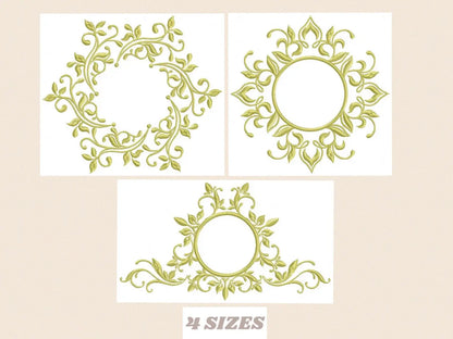 Frame embroidery designs - Monogram embroidery design machine embroidery pattern - Wreath embroidery - girl embroidery tea towel embroidery Marcia Embroidery