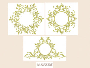 Frame embroidery designs - Monogram embroidery design machine embroidery pattern - Wreath embroidery - girl embroidery tea towel embroidery