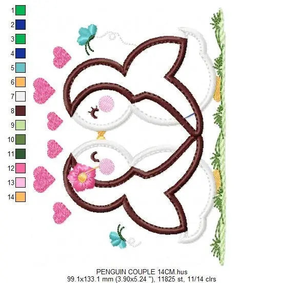 Penguin embroidery design - Animal embroidery designs machine embroidery pattern - love embroidery file - valentines Penguin applique design Marcia Embroidery